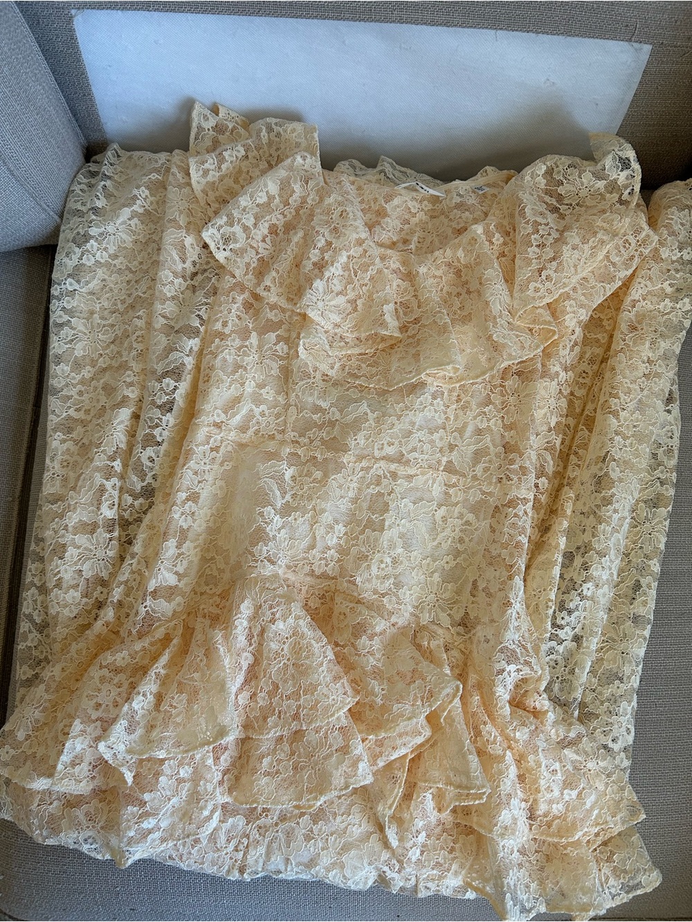 DOEN Costine Maxi Dress Vanilla Cream Lace Sheer - Picture 5 of 16